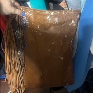 Myra Bag Tan and Brown Fringe Shoulder Bag